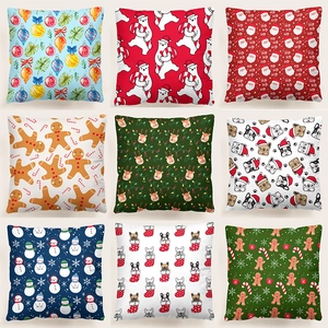 Juego de 9 fundas de cojín navideñas con varios patrones para decorar el sofá