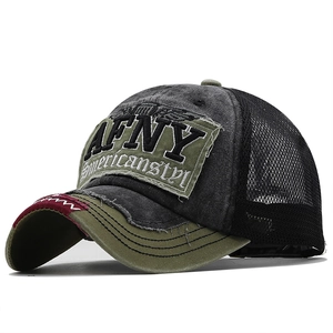 Vintage AFNY embroidered mesh baseball cap with distressed canvas and breathable back