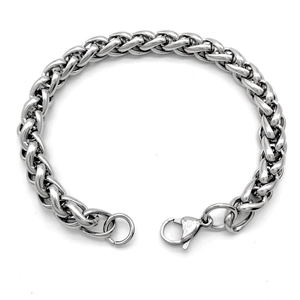 Silver hip hop wheat chain necklace for men with lobster clasp and metallic finish