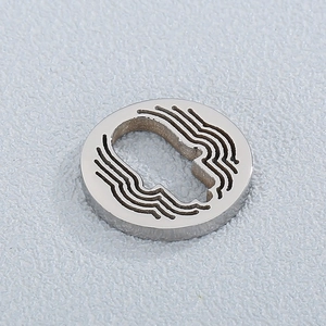 Stainless Steel Round Pendant Hamsa Hand Hollow Out Wavy Pattern DIY Jewelry Making Finding Minimalist Style