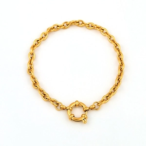 Bracelet minimaliste en acier inoxydable plaqué or 18K avec grand fermoir à ressort