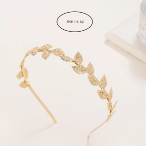 Golden baroque leaf metal headband, 39CM long and 16.5g lightweight fashion headpiece