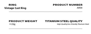 Specifications of vintage titanium steel ring A068, 21g weight, eco-friendly metal