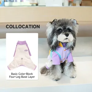 Winter contrast color four-leg dog base layer suit for Schnauzer or Teddy pets