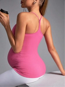 Débardeur De Maternité En Tricot Côtelé Camisole Sans Couture Respirant Séchage Rapide Gilet De Sport Pour Femmes Enceintes