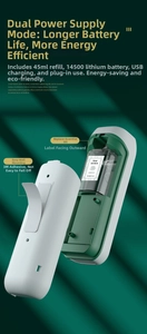 Detail of smart aroma diffuser showing wall mount installation and 45ml essential oil bottle