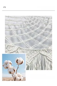 Detail of hand-woven cotton rope mesh hammock featuring elegant tassels and soft textures
