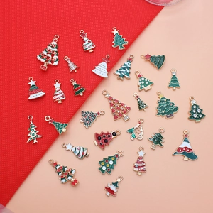 Detailed Christmas tree enamel pendants in various colors with rhinestone decorations