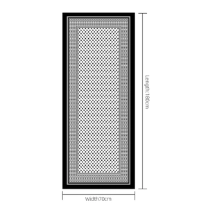 Detailed size guide of plaid chiffon scarf showing 180cm length and 70cm width dimension