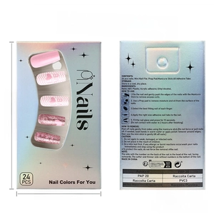 Pink heart press-on nail kit with 24 gloss square nails and application tools set
