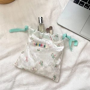 Cartoon bear velvet drawstring storage bag for cosmetics and travel accessories