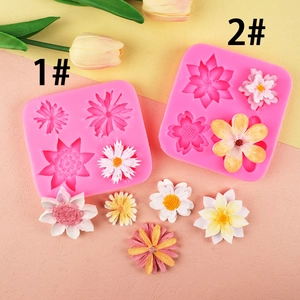 Flower Silicone Mold Sunflower Daisy Lotus Shapes For DIY Cake Fondant Chocolate Clay Crafts Decoration