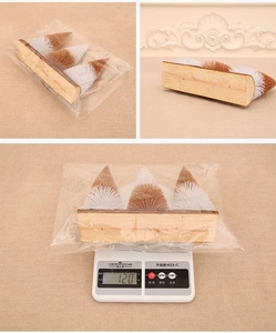 Three-piece mini wooden base Christmas trees set in dual-tone brown white, weight 120g
