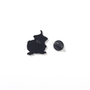 Back view of enamel animal pin with black metal finish and rubber clutch fastening