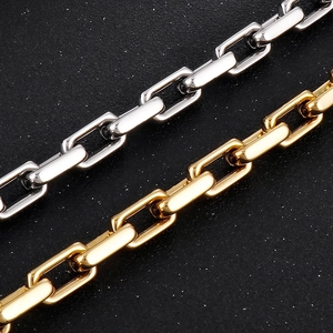 Bracelet chaîne à maillons carrés géométriques pour hommes et femmes en acier inoxydable