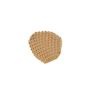 Anello aperto geometrico placcato oro 14K con pavé di zirconi scintillanti su sfondo bianco