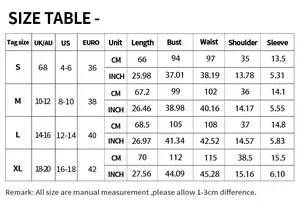Detailed size chart table for women's ruffle sleeve floral top in CM and INCH units