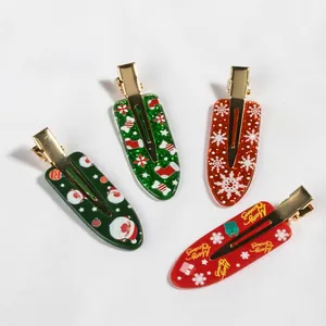 Christmas hair clips set with festive candy Santa Claus and reindeer patterns