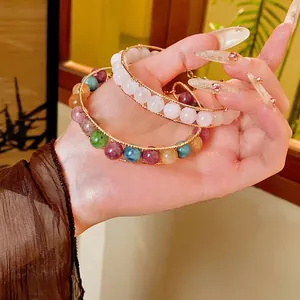 Handmade tiger eye crystal beaded wrap bracelets in gold finish with a luxury vintage look