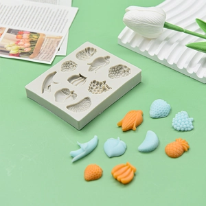 Silicone fruit mold for strawberry and banana fondant cake decoration with colorful samples