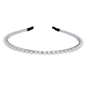 Eleganter Künstliche Perlen Stirnband Mit Metallkette Schmaler Haarreif Mode Haarschmuck Für Frauen Hochzeit Party Kopfschmuck