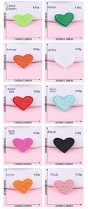 Detail grid of 10 color heart embroidery patches with 2x2.6cm size and 0.22g weight