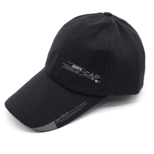 Black breathable mesh baseball cap with sports prints and side profile display