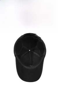 Detail view of winter baseball cap with warm lining and fleece ear protection
