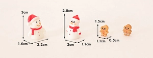 Detailed size chart for mini resin Christmas snowman and gingerbread man figurines