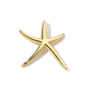 Detailed close-up of a high-polish gold starfish charm with smooth metallic texture