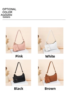 Hobo bag set in pink, white, black and brown with fine embossed texture and thin straps
