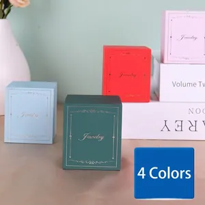 Textured paper jewelry gift boxes in four colors with gold embossed lettering