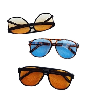 Oversized unisex rimless sunglasses with UV protection in black, tortoiseshell and orange