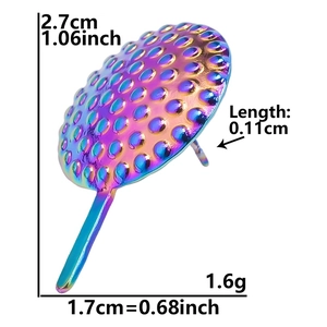Technical drawing of rainbow stainless steel geometric stud with size measurements