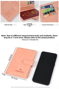 Pink passport cover featuring multi-card slots, SIM holders, and secure snap closure