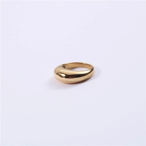 Detailed view of polished gold teardrop ring featuring a modern minimalist thick design