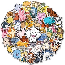 Detailed close-up of colorful cartoon animal stickers set for children decoration