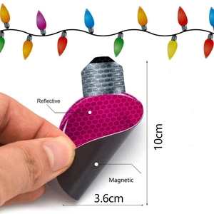 Purple honeycomb reflective magnetic bulb sticker showing flexible backing and 10x3.6cm size