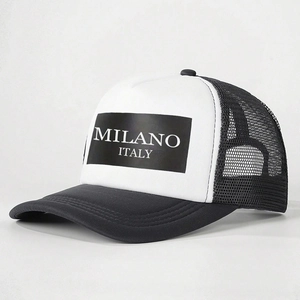 Cappellino trucker MILANO regolabile con rete traspirante in design bianco e nero