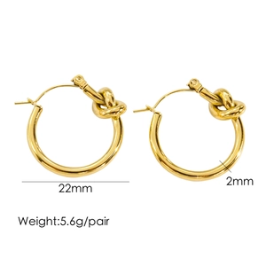 Detailed size specifications for 22mm 14K gold twisted C-shape hoop earrings in high polish
