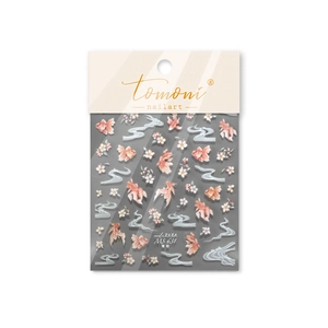 Tomoni ultra-thin nail art stickers featuring koi fish and floral patterns with packaging