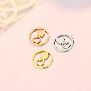 Round Hollow Heart Charms 304 Stainless Steel Mirror Polished DIY Jewelry Making Accessories For Necklaces Bracelets