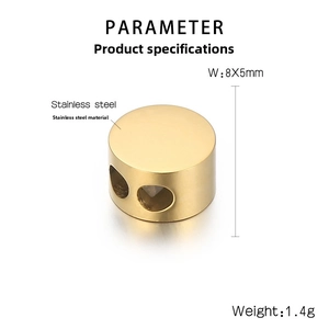 Technical specifications for 8x5mm gold stainless steel double-hole spacer beads