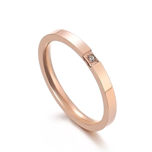 Bague Minimaliste À Pierre Unique Acier Inoxydable 316L Zircon Incrusté Anneau Mince Bijoux De Mode Pour Femmes Hommes Couples
