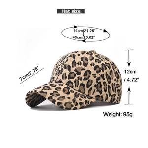 Tableau des tailles détaillé pour casquette de baseball en coton à motif léopard réglable