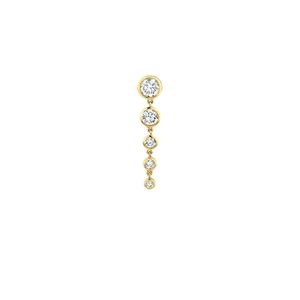 Elegant gold drop earrings with five sparkling crystal tassels in a vertical gradient style