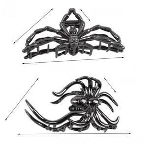 Detailed size chart showing dimensions and weight for metal spider claw hair clips