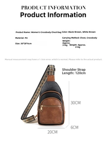Schema dettagliato delle dimensioni per borsa a tracolla retrò 30x20x6cm con cinturino