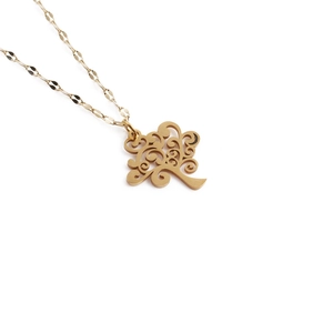 Golden stainless steel tree of life pendant necklace for women on white background