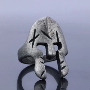 Anello Maschera Casco Guerriero Spartano Acciaio Inossidabile Vintage Punk Biker Gioielli Retro Gotici Per Uomini